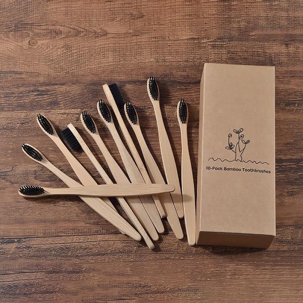 Escova de Bambu Ecológica Biodegradável - Kit com 10 peças