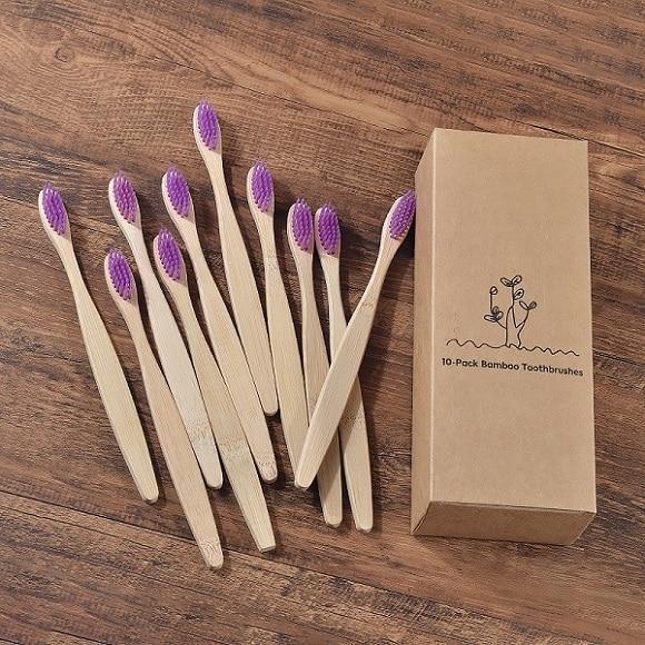 Escova de Bambu Ecológica Biodegradável - Kit com 10 peças