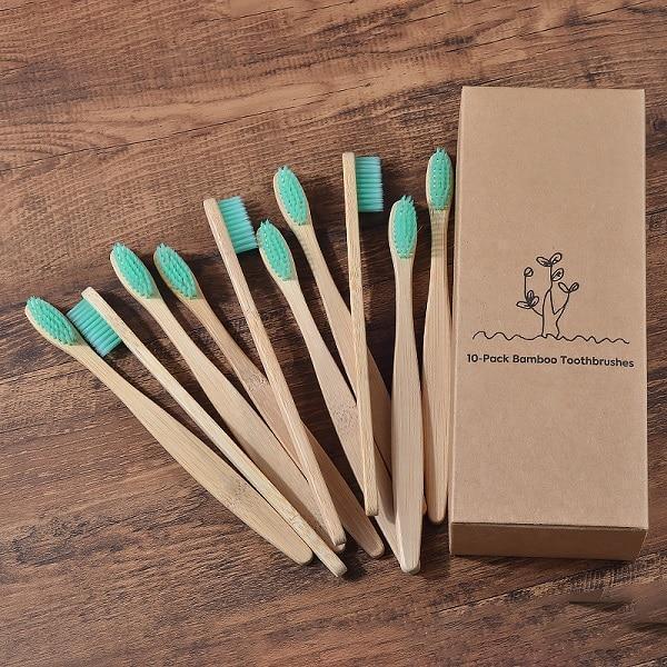 Escova de Bambu Ecológica Biodegradável - Kit com 10 peças