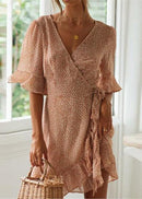 Vestido Curto Transpassado Babados