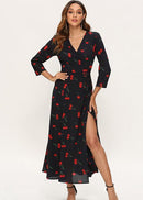 Vestido Longo Transpassado Cereja