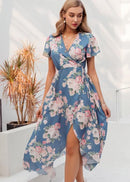 Vestido Midi Transpassado Floral